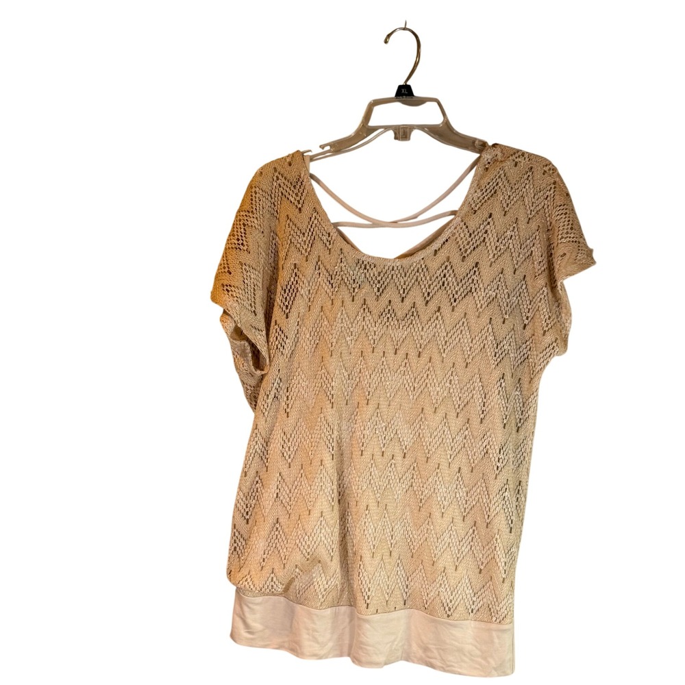 Maurices NWT Crochet Top Womens XL Gold Chevron Strappy Back Boho Chic Festival